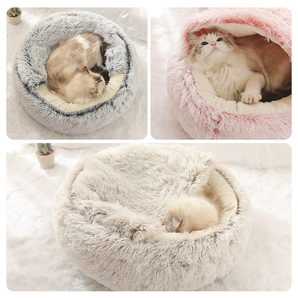 Lit Rond en forme de grotte en peluche pour Chat et Petit Chien – Confort douillet et sécurisant
